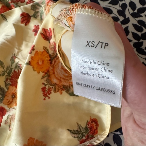 Danielle Bernstein Golden Hour Yellow Red Floral Tie Back Satin Dress NWOT XS - Picture 11 of 16